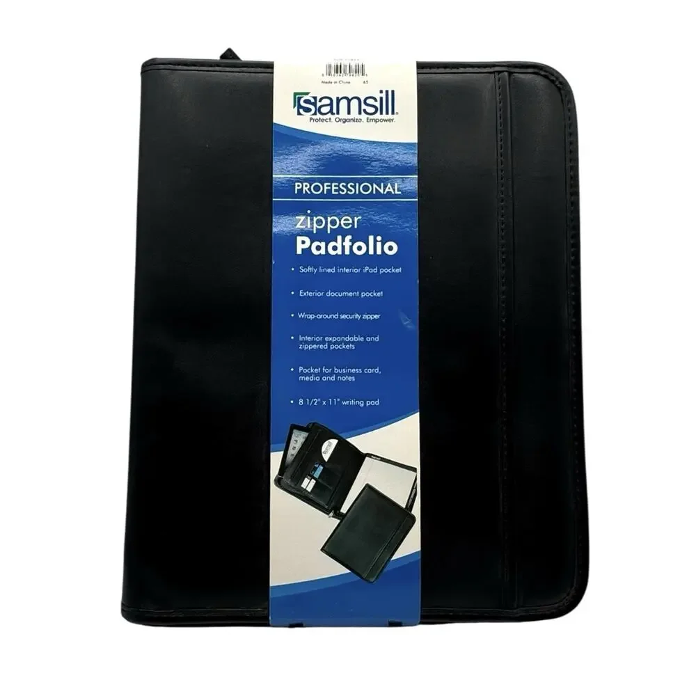 Samsill Zipper Padfolio Folder Organizer Pad Tablet Holder 13x10.5